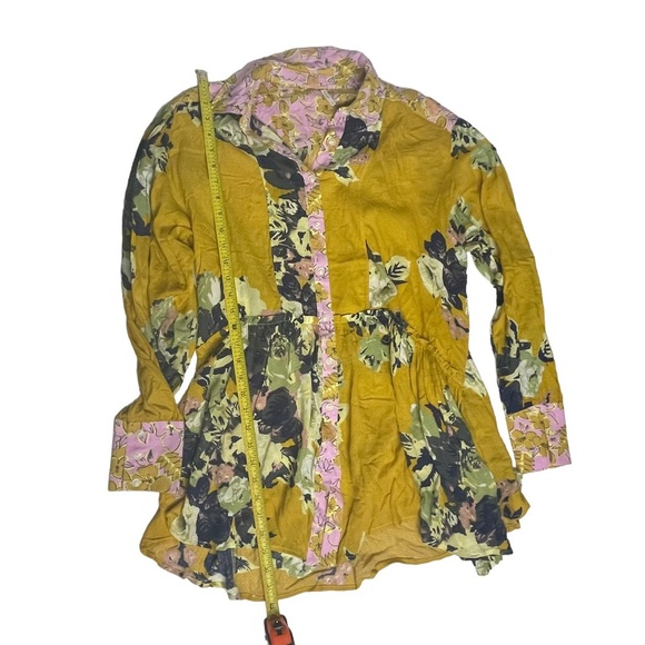 NWOT Free People Yellow Floral Brunch A ButtonUp Mini Dress/Blouse S - Picture 6 of 16